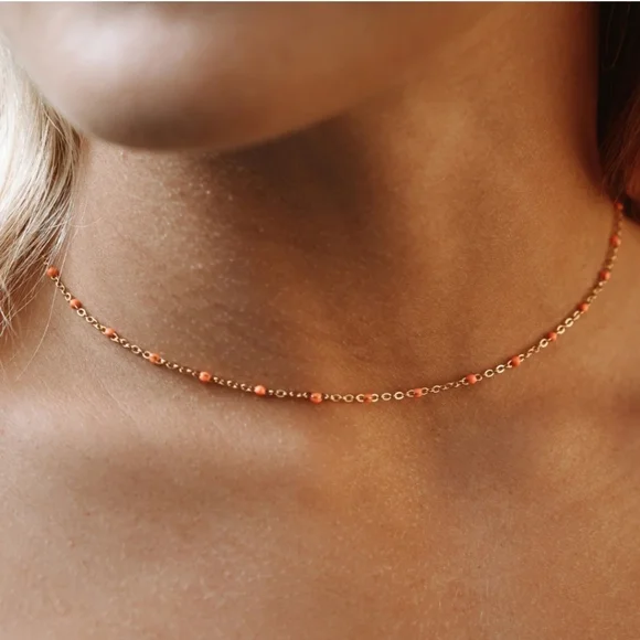 Atolea Tangerine Beaded Choker - Picture 1 of 5